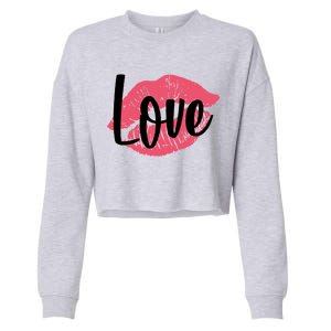 Valentines Day Love Lips Cropped Pullover Crew