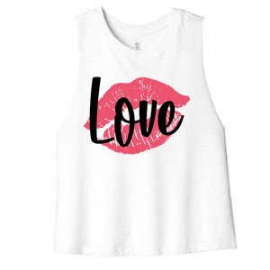 Valentines Day Love Lips Women's Racerback Cropped Tank