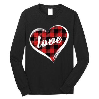 Valentines Day Love Plaid Heart Long Sleeve Shirt