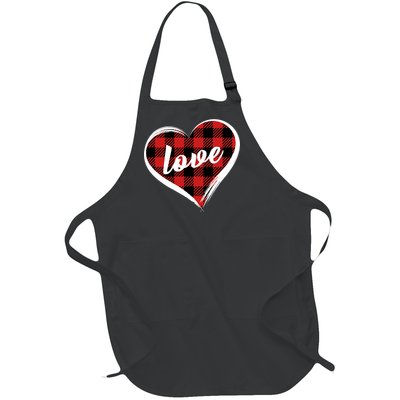 Valentines Day Love Plaid Heart Full-Length Apron With Pockets