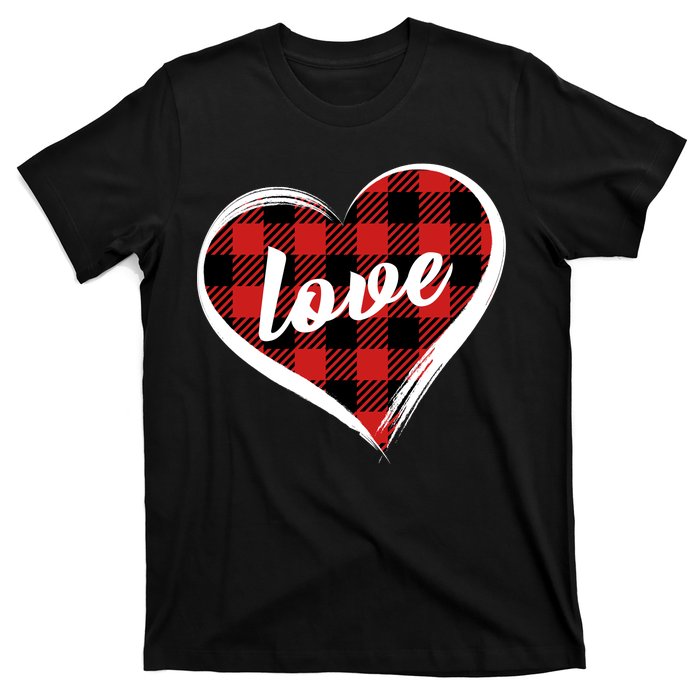 Valentines Day Love Plaid Heart T-Shirt