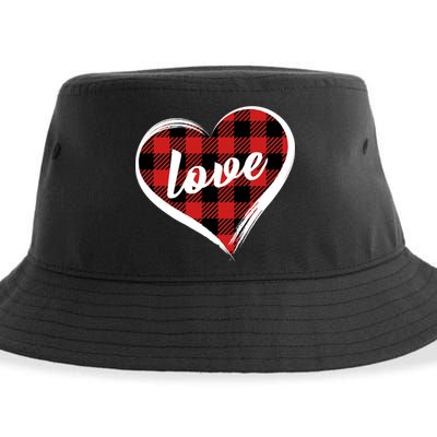 Valentines Day Love Plaid Heart Sustainable Bucket Hat