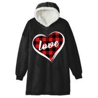 Valentines Day Love Plaid Heart Hooded Wearable Blanket