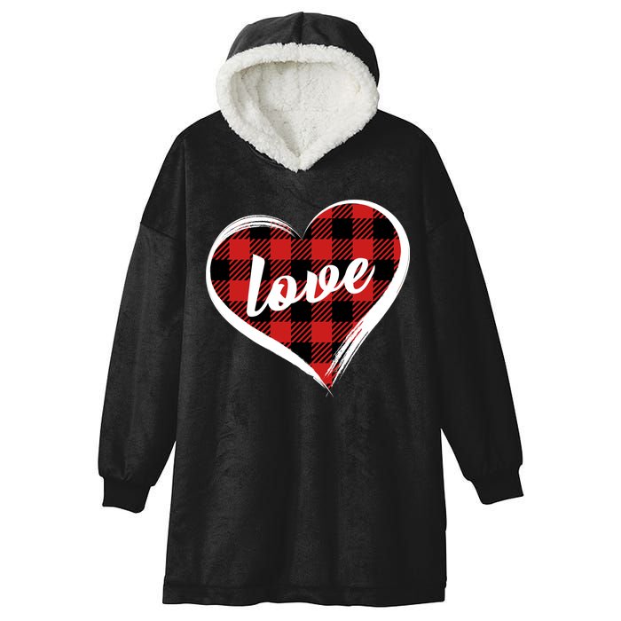 Valentines Day Love Plaid Heart Hooded Wearable Blanket