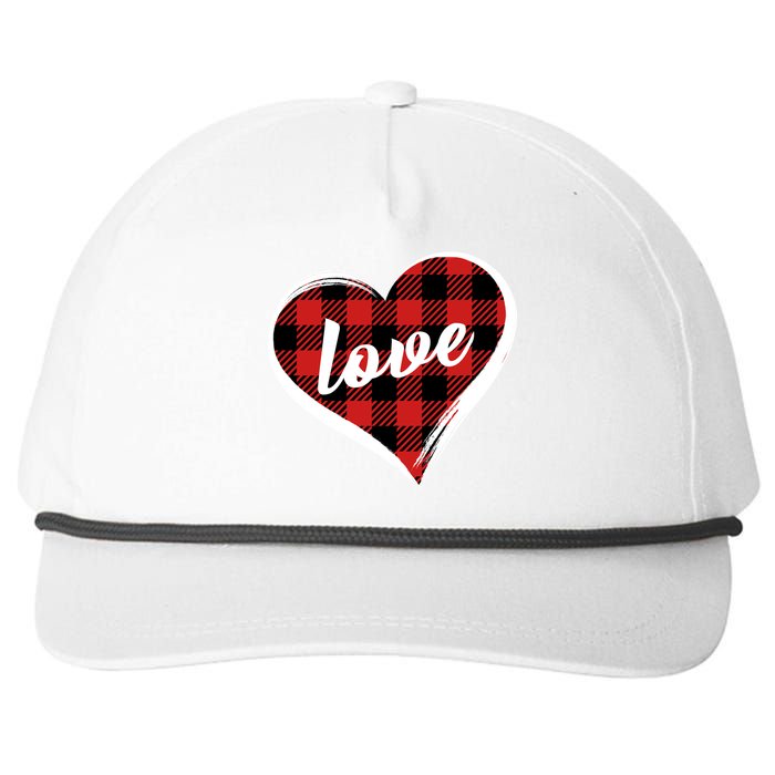 Valentines Day Love Plaid Heart Snapback Five-Panel Rope Hat