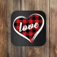 Valentines Day Love Plaid Heart Coaster