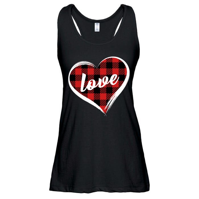 Valentines Day Love Plaid Heart Ladies Essential Flowy Tank