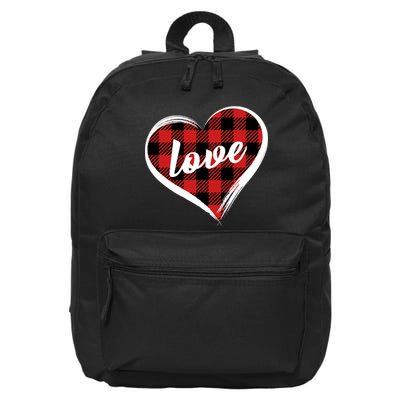 Valentines Day Love Plaid Heart 16 in Basic Backpack
