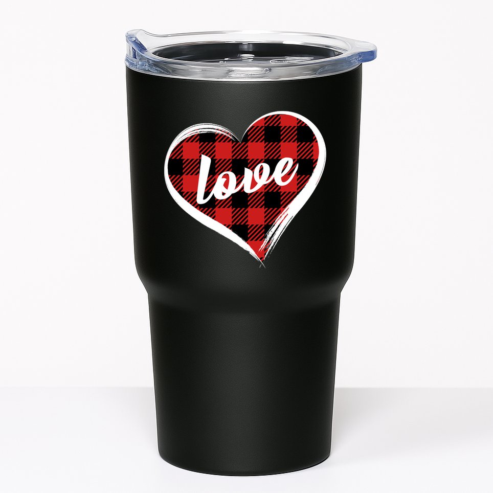 Valentines Day Love Plaid Heart Tumbler
