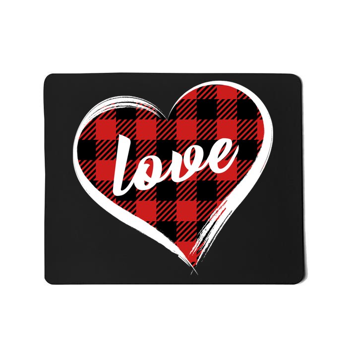 Valentines Day Love Plaid Heart Mousepad