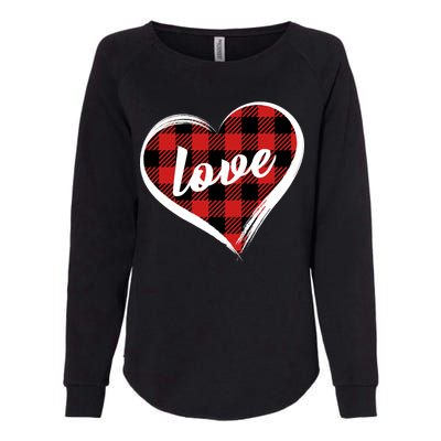 Valentines Day Love Plaid Heart Womens California Wash Sweatshirt