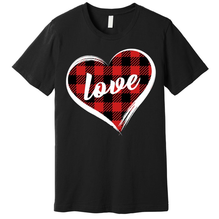 Valentines Day Love Plaid Heart Premium T-Shirt