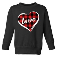 Valentines Day Love Plaid Heart Toddler Sweatshirt