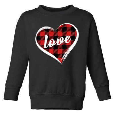 Valentines Day Love Plaid Heart Toddler Sweatshirt