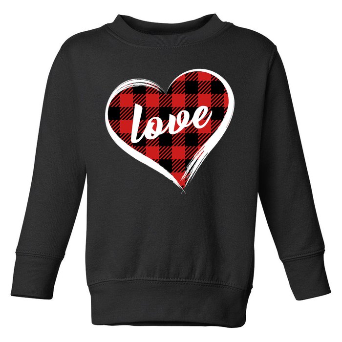 Valentines Day Love Plaid Heart Toddler Sweatshirt