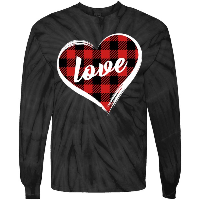 Valentines Day Love Plaid Heart Tie-Dye Long Sleeve Shirt