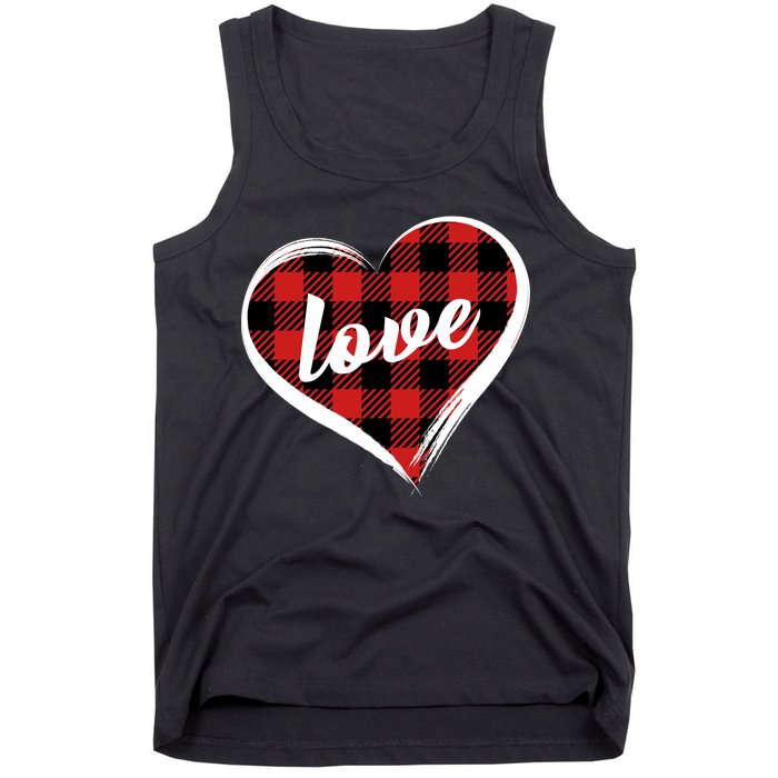 Valentines Day Love Plaid Heart Tank Top