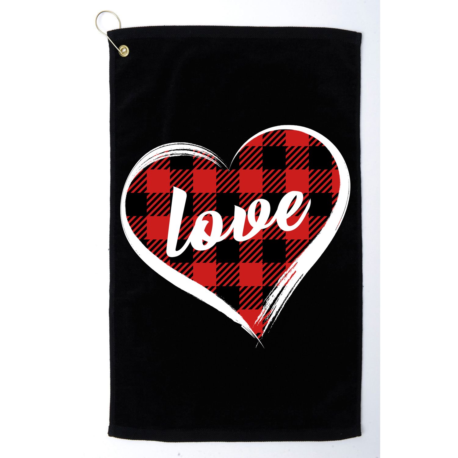 Valentines Day Love Plaid Heart Golf Towel