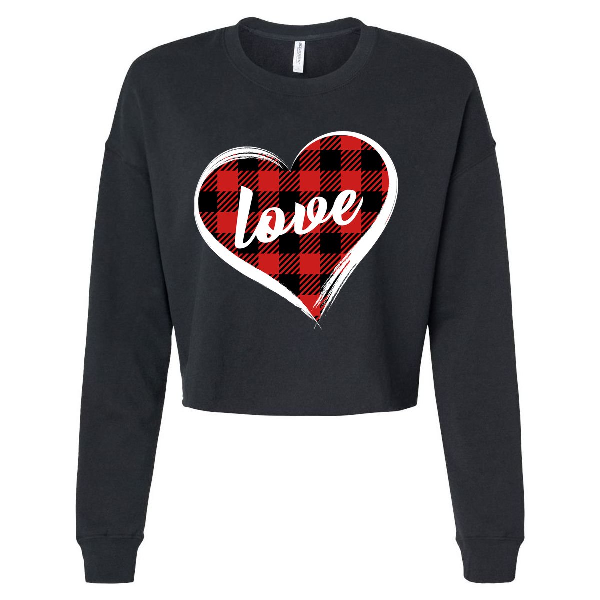 Valentines Day Love Plaid Heart Cropped Pullover Crew