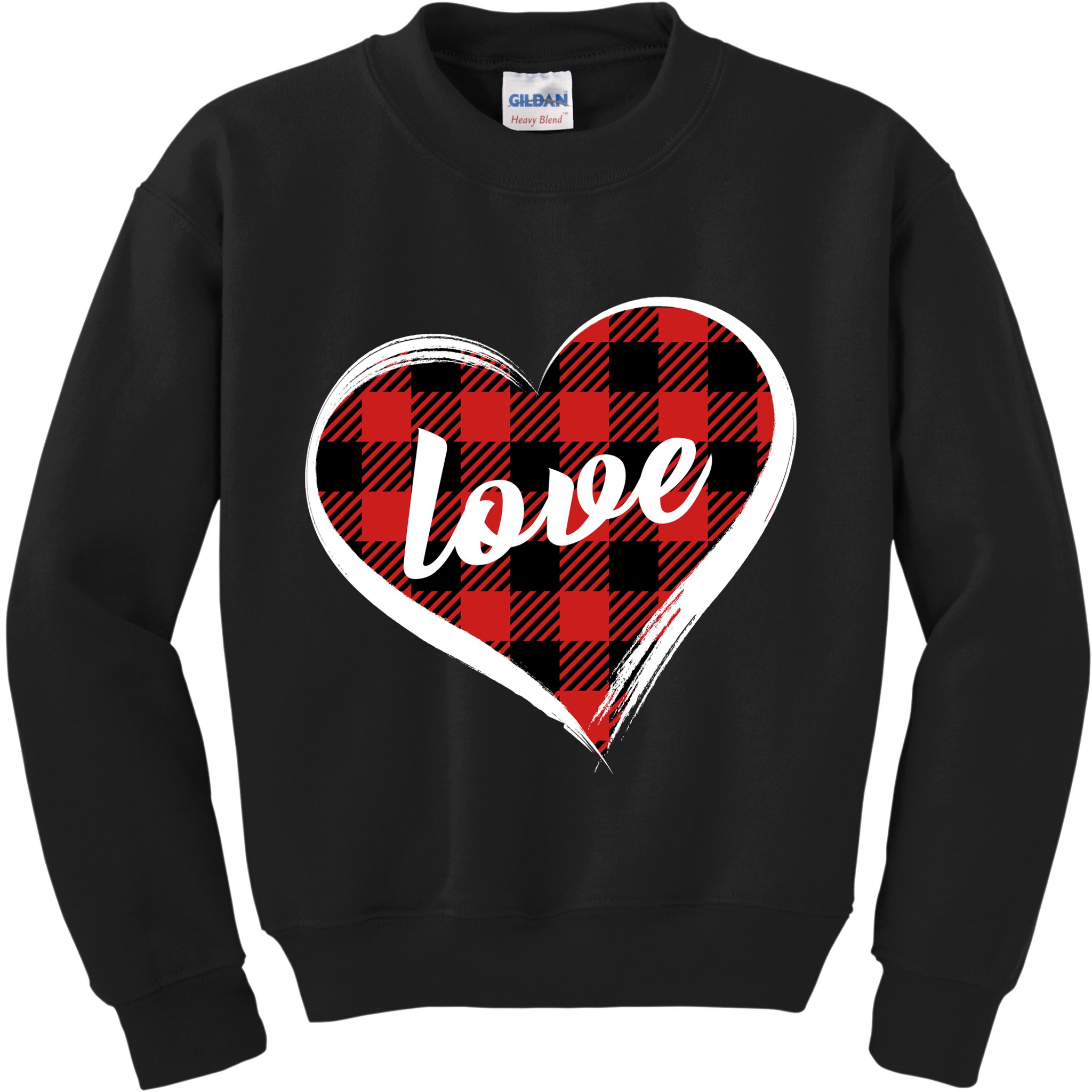 Valentines Day Love Plaid Heart Kids Sweatshirt