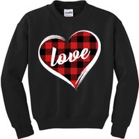 Valentines Day Love Plaid Heart Kids Sweatshirt