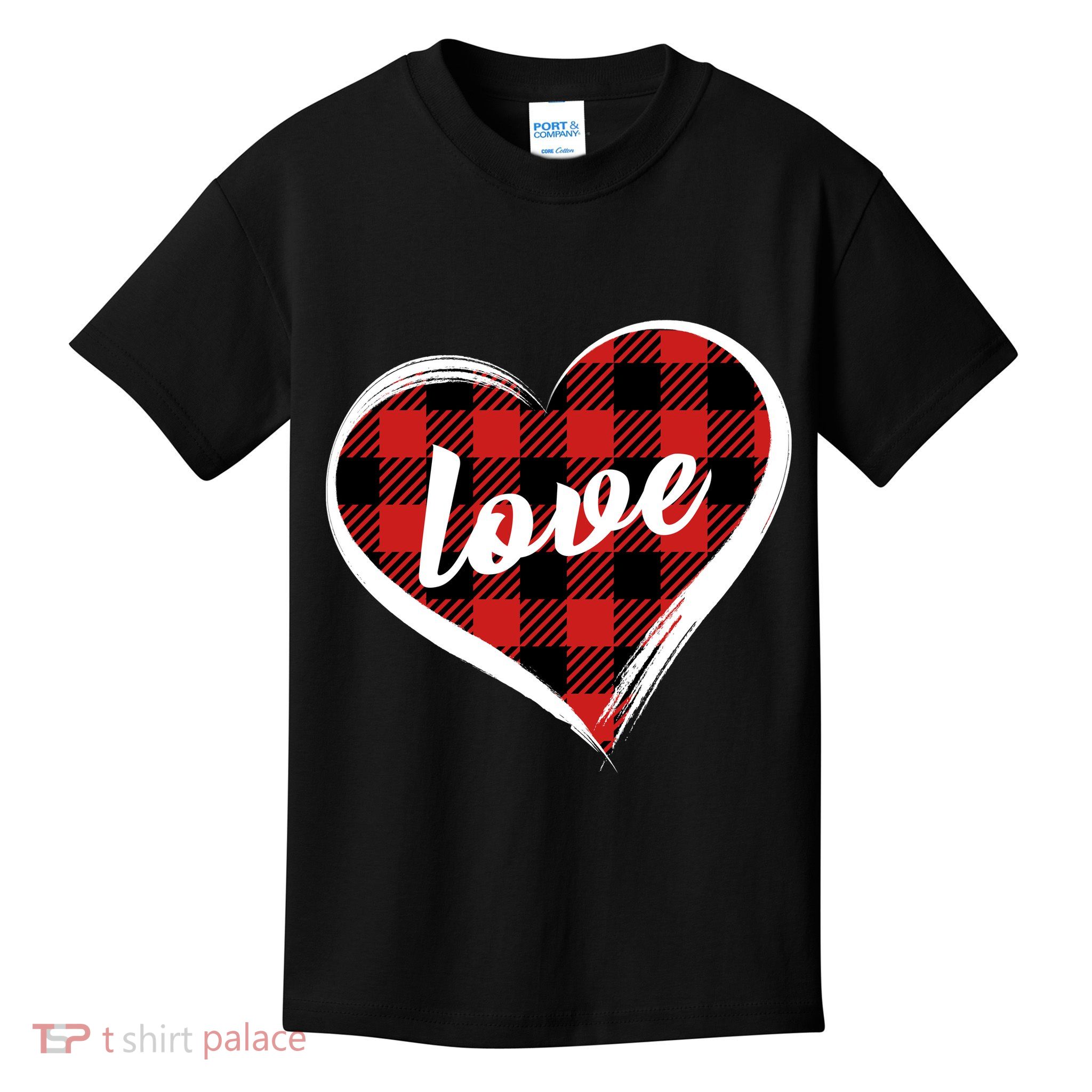 Valentines Day Love Plaid Heart Kids T-Shirt