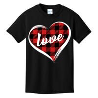 Valentines Day Love Plaid Heart Kids T-Shirt