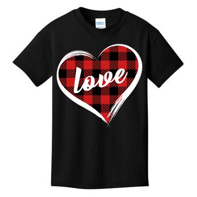 Valentines Day Love Plaid Heart Kids T-Shirt