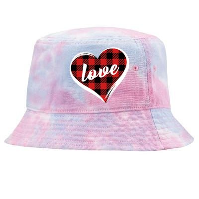 Valentines Day Love Plaid Heart Tie-Dyed Bucket Hat