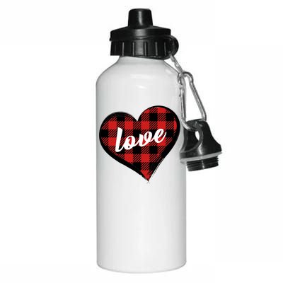 Valentines Day Love Plaid Heart Aluminum Water Bottle