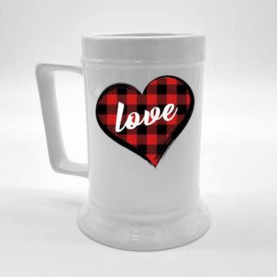 Valentines Day Love Plaid Heart Beer Stein