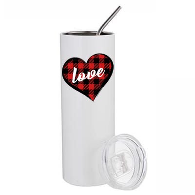 Valentines Day Love Plaid Heart Stainless Steel Tumbler