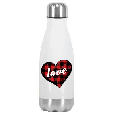 Valentines Day Love Plaid Heart Stainless Steel Insulated Water Bottle