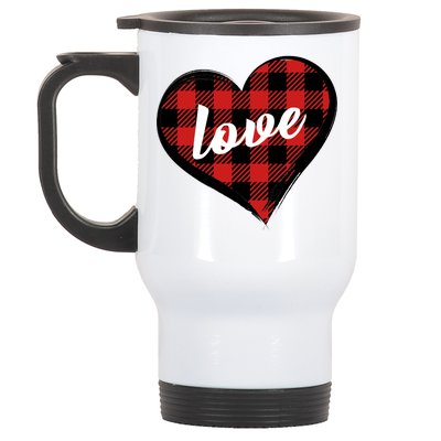 Valentines Day Love Plaid Heart Stainless Steel Travel Mug