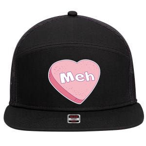 Valentine's Day Meh Conversation Heart Candy 7 Panel Mesh Trucker Snapback Hat