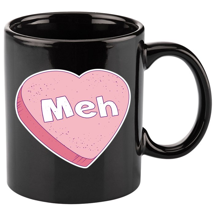 Valentine's Day Meh Conversation Heart Candy 11oz C Handle Ceramic Mug