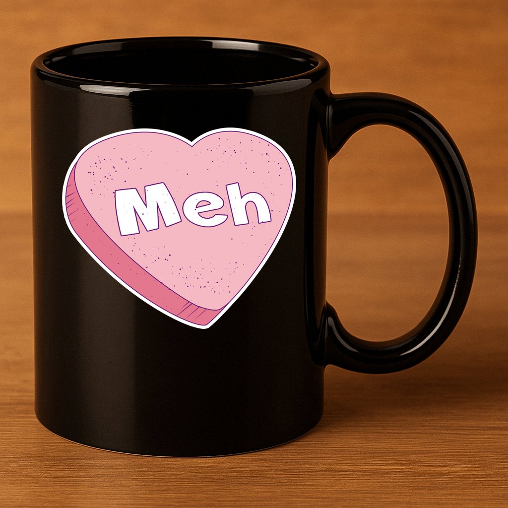 Valentine's Day Meh Conversation Heart Candy 11oz C Handle Ceramic Mug