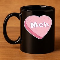 Valentine's Day Meh Conversation Heart Candy 11oz C Handle Ceramic Mug