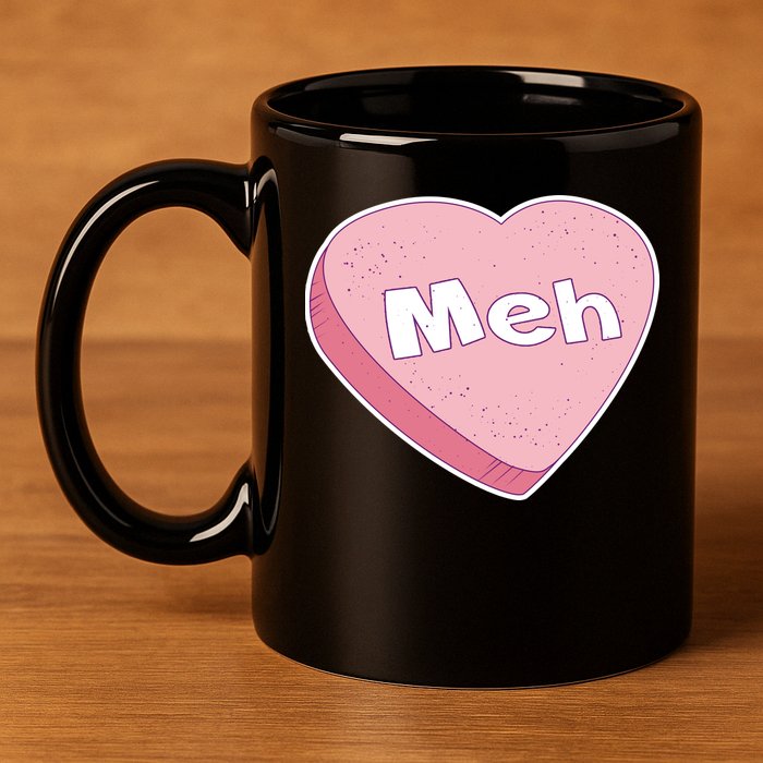 Valentine's Day Meh Conversation Heart Candy 11oz C Handle Ceramic Mug