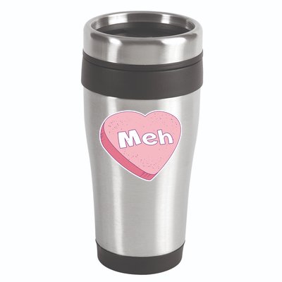 Valentine's Day Meh Conversation Heart Candy 16oz Travel Tumbler