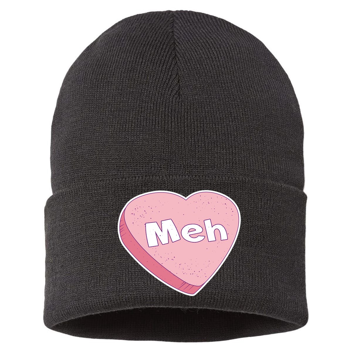 Valentine's Day Meh Conversation Heart Candy Sustainable Knit Beanie