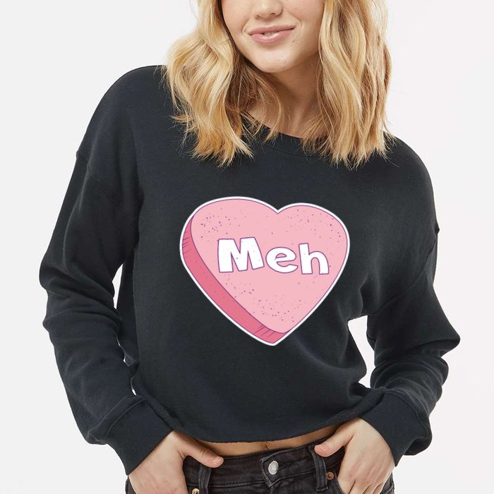 Valentine's Day Meh Conversation Heart Candy Cropped Pullover Crew