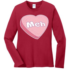 Valentine's Day Meh Conversation Heart Candy Ladies Long Sleeve Shirt