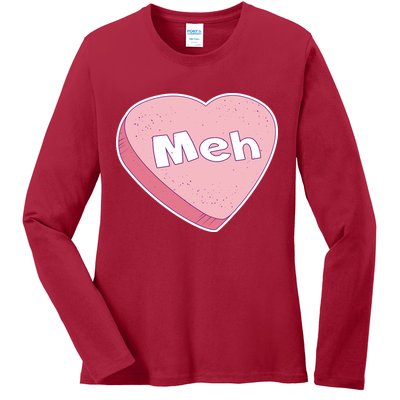 Valentine's Day Meh Conversation Heart Candy Ladies Long Sleeve Shirt