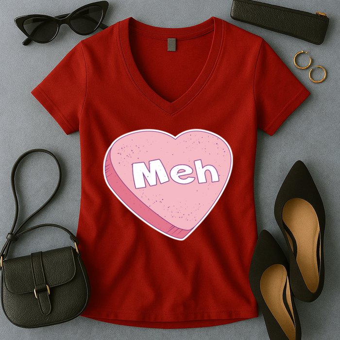 Valentine's Day Meh Conversation Heart Candy Women's V-Neck T-Shirt