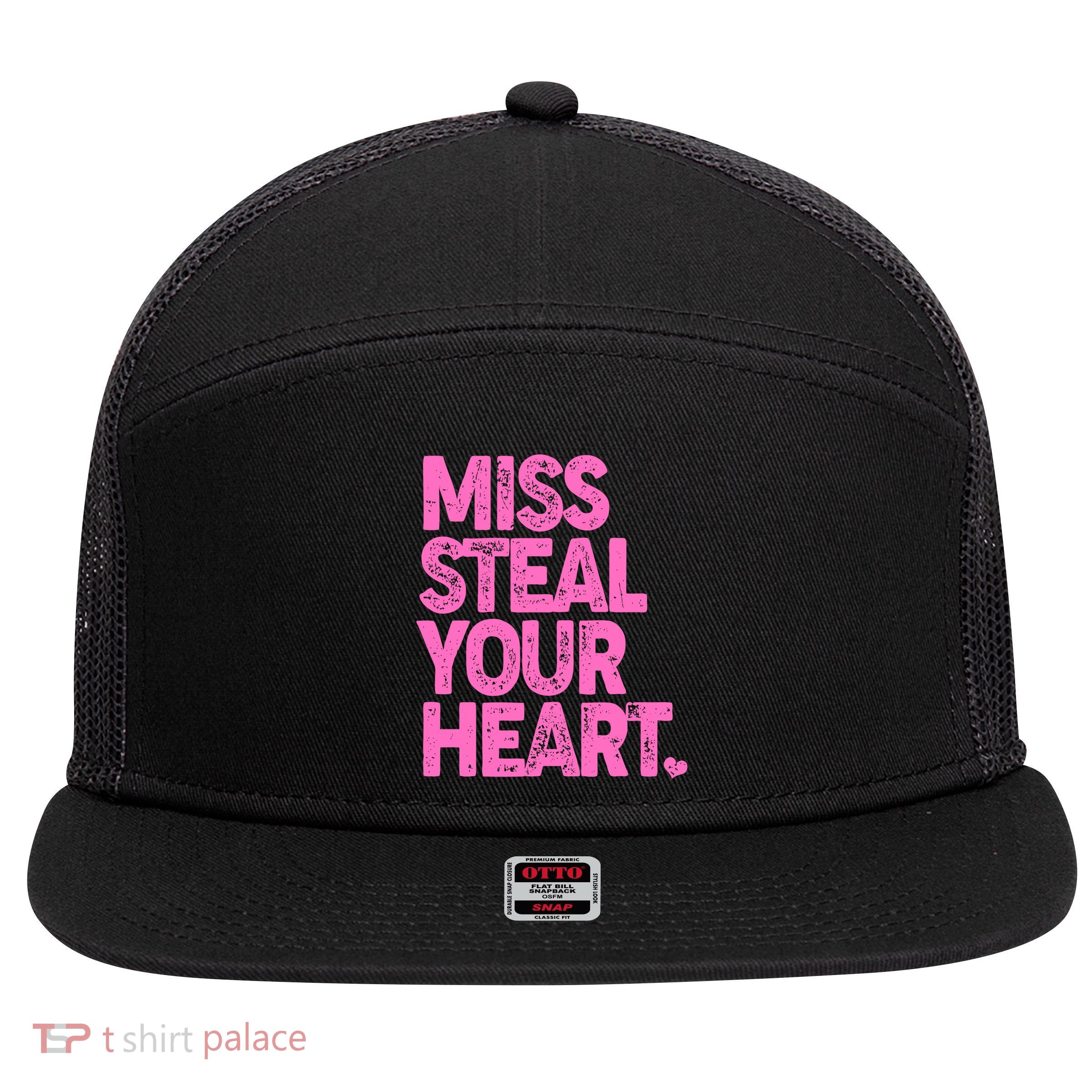 Valentine's Day Miss Steal Your Heart 7 Panel Mesh Trucker Snapback Hat