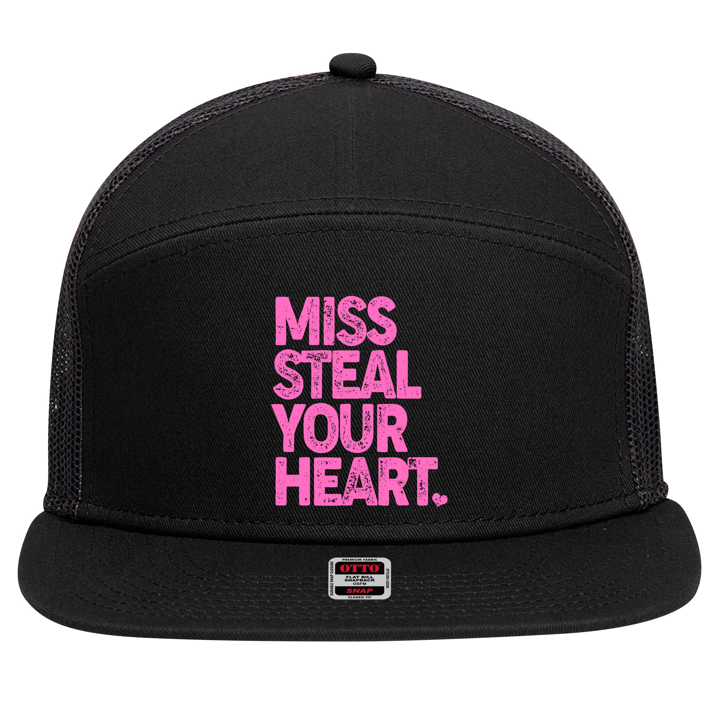 Valentine's Day Miss Steal Your Heart 7 Panel Mesh Trucker Snapback Hat