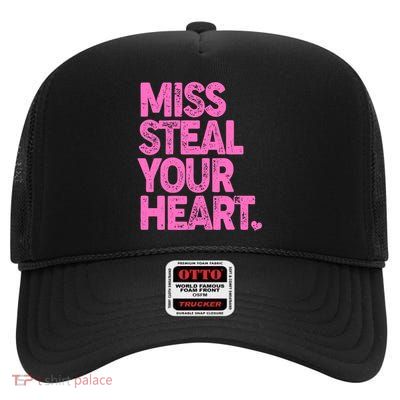 Valentine's Day Miss Steal Your Heart High Crown Mesh Back Trucker Hat