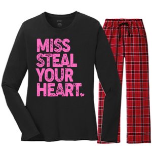 Valentine's Day Miss Steal Your Heart Women's Long Sleeve Flannel Pajama Set 