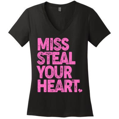 Valentine's Day Miss Steal Your Heart Women's V-Neck T-Shirt